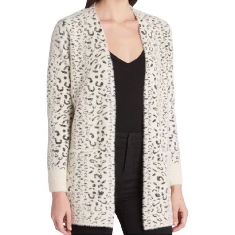 Evolution By Cyrus Leopard Print Open Front Fuzzy… - image 1